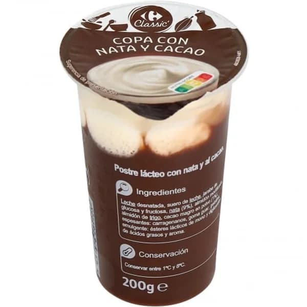 Copa con nata y chocolate Carrefour Classic' 200 g. - 0.2 kg - Imagen del producto en Findit