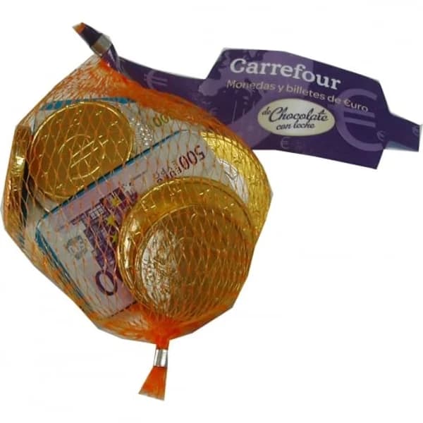 Monedas y billetes de chocolate con leche Carrefour 80 g. - 0.08 kg - Imagen del producto en Findit