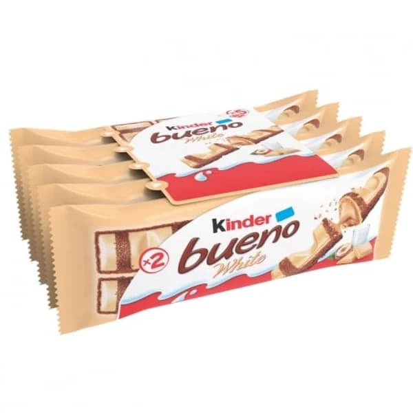 Barritas de chocolate con leche y crema de avellanas White Kinder Bueno pack de 5 unidades de 39 g. - 0.21 kg - Imagen del producto en Findit