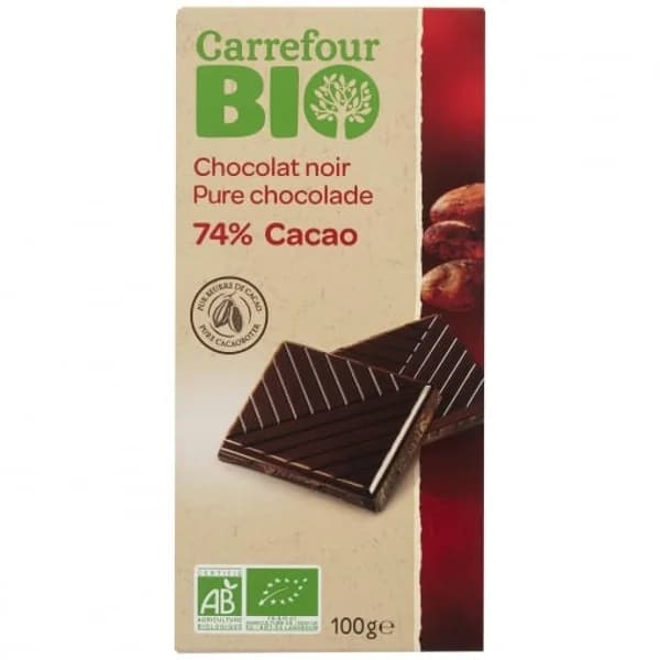 Chocolate negro 74% cacao ecológico Carrefour Bio 100 g. - 0.1 kg - Imagen del producto en Findit