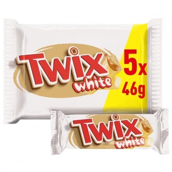 Barritas de chocolate blanco y galleta rellena de caramelo Twix white 5 ud. - 0.23 kg - Imagen del producto en Findit