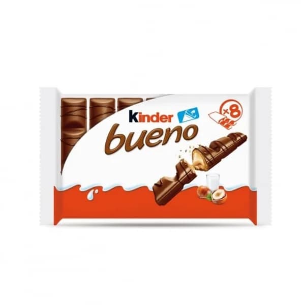 Barritas de chocolate con leche y crema de avellanas Kinder Bueno 8 unidades de 43 g. - 0.34 kg - Imagen del producto en Findit