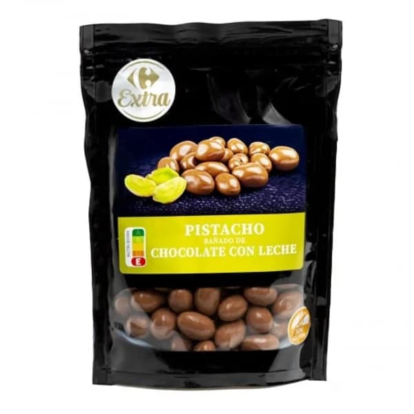 Pistachos bañados en chocolate con leche Carrefour Extra sin gluten doy pack 150 g. - 0.15 kg - Imagen del producto en Findit