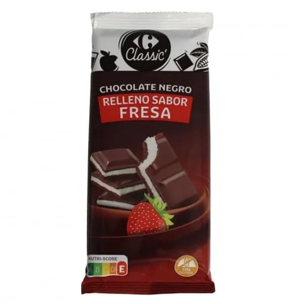 Chocolate relleno de crema de fresa Carrefour Classic sin gluten 100 g. - 0.1 kg - Imagen del producto en Findit
