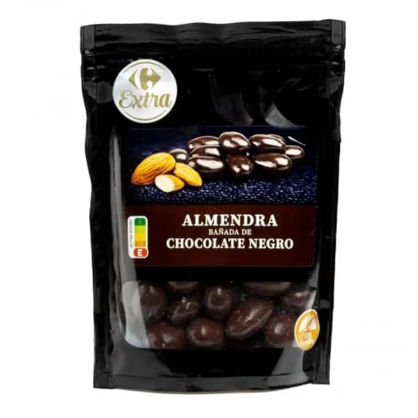 Almendras bañadas en chocolate negro Extra Carrefour sin gluten doy pack 200 g. - 0.2 kg - Imagen del producto en Findit