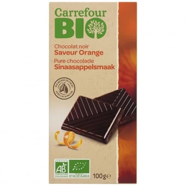 Chocolate negro sabor naranja ecológico Carrefour Bio 100 g. - 0.1 kg - Imagen del producto en Findit