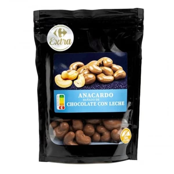 Anacardos bañados en chocolate con leche Carrefour Extra sin gluten doy pack 150 g. - 0.15 kg - Imagen del producto en Findit