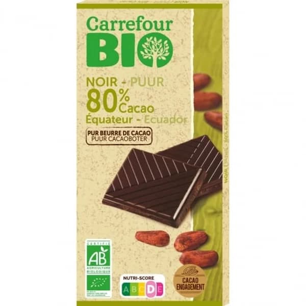 Chocolate negro 80% cacao Ecuador ecológico Carrefour Bio 100 g. - 0.1 kg - Imagen del producto en Findit