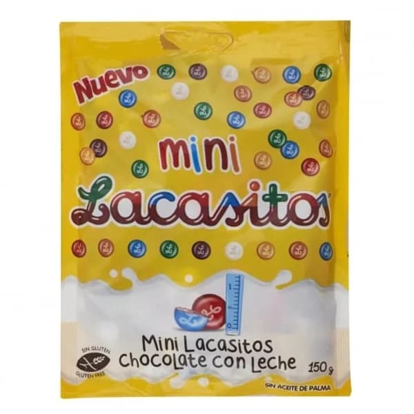 Mini grageas de chocolate con leche Lacasitos sin gluten y sin aceite de palma 150 g. - 0.15 kg - Imagen del producto en Findit
