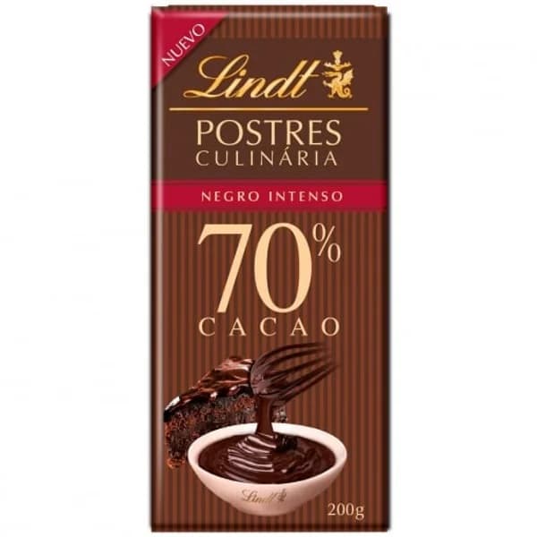 Chocolate negro intenso 70% cacao postres culinaria Lindt 200 g. - 1 ud - Imagen del producto en Findit
