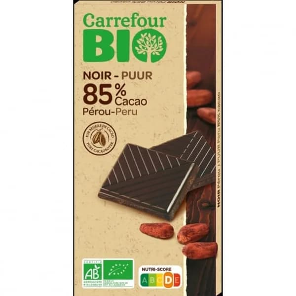 Chocolate negro Perú 85% cacao ecológico Carrefour Bio 100 g. - 0.1 kg - Imagen del producto en Findit