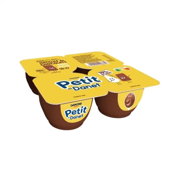 Natillas de chocolate Danone Petit Danet sin gluten pack de 4 unidades de 65 g. - 1 ud - Imagen del producto en Findit