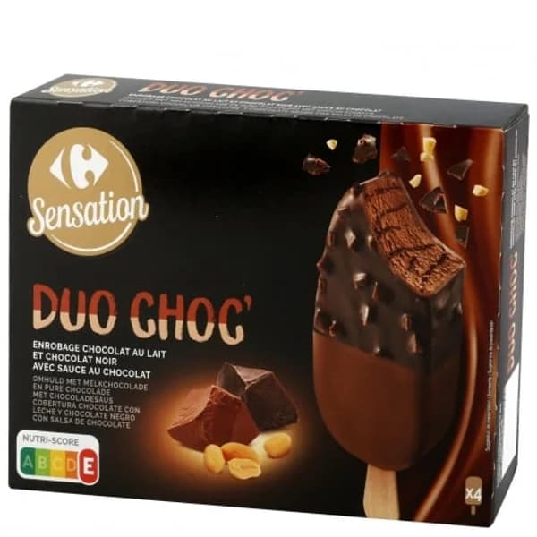 Bombón helado de chocolate Duo Choc Carrefour Sensation 4 ud. - 1 ud - Imagen del producto en Findit