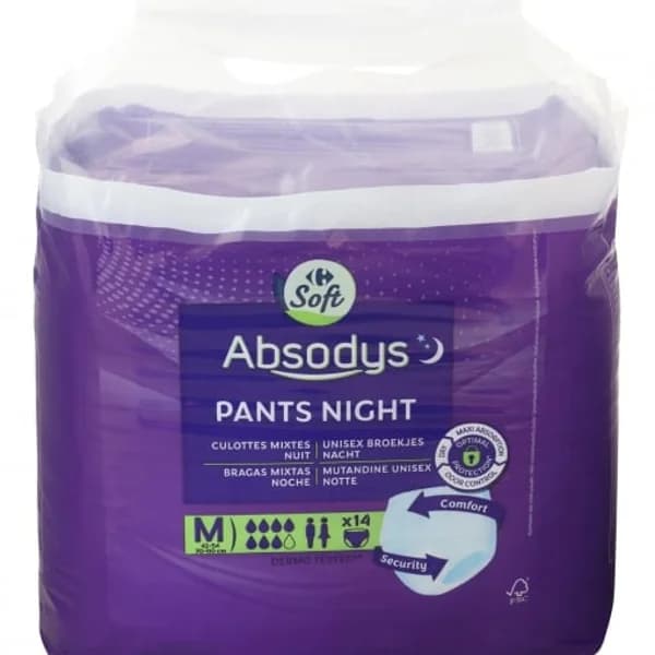 Pants para incontinencia medium noche Absodys Carrefour 14 ud. - 14.01 ud - Imagen del producto en Findit