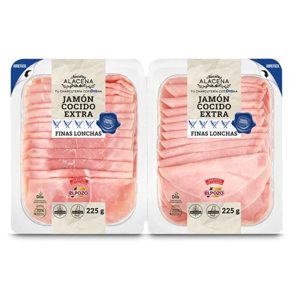 Jamón cocido extra Nuestra Alacena de Dia sobre 2 x 225 g - 0.45 kg - Imagen del producto en Findit
