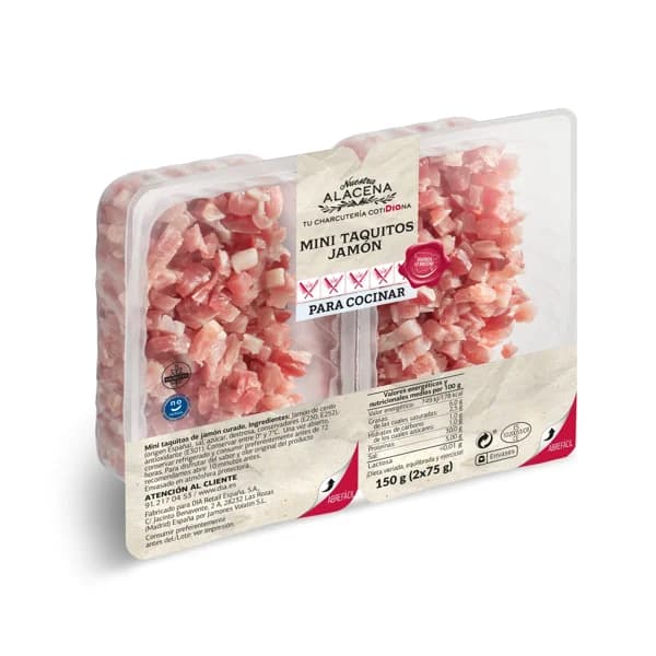 Mini taquitos de jamón Nuestra Alacena de Dia bandeja 2 x 75 g - 0.15 kg - Imagen del producto en Findit
