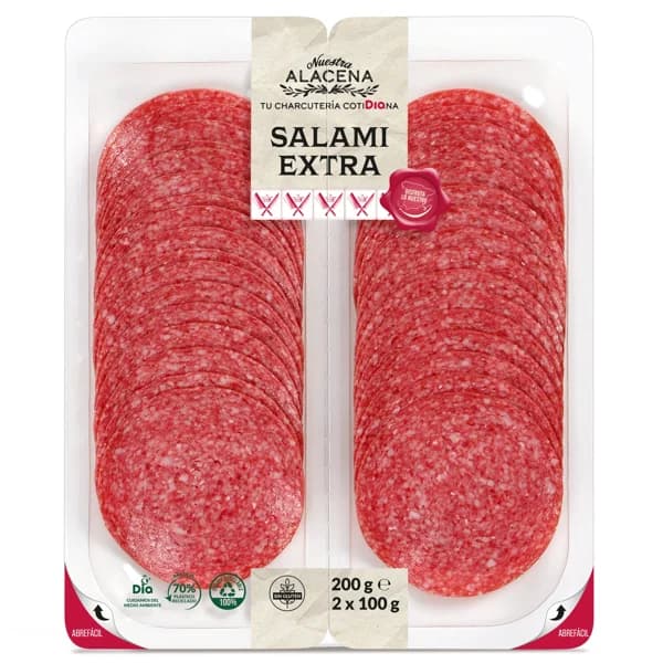 Salami extra Nuestra Alacena de Dia bandeja 200 g - 0.2 kg - Imagen del producto en Findit