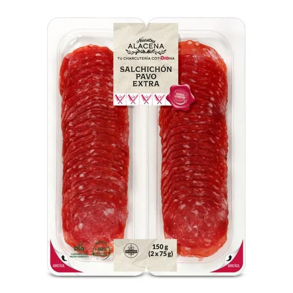 Salchichón pavo extra Nuestra Alacena de Dia bandeja 2 x 75 g - 1 ud - Imagen del producto en Findit