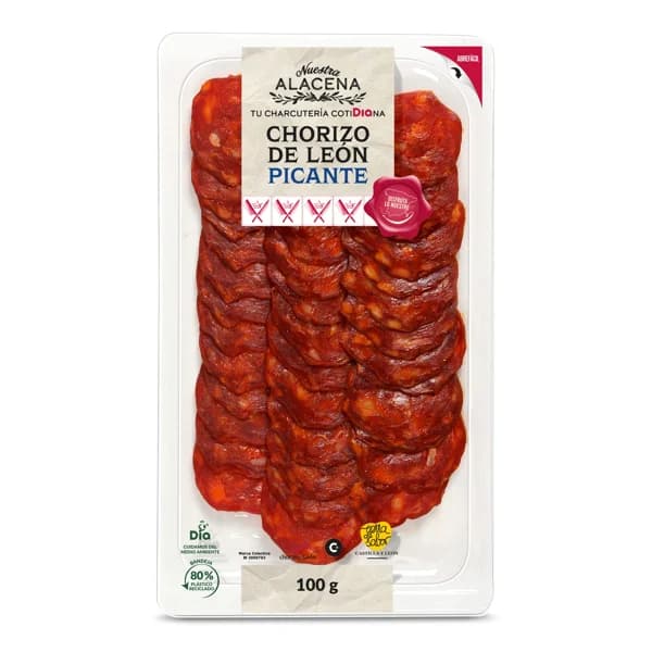 Chorizo de león picante Nuestra Alacena de Dia bandeja 100 g - 0.1 kg - Imagen del producto en Findit