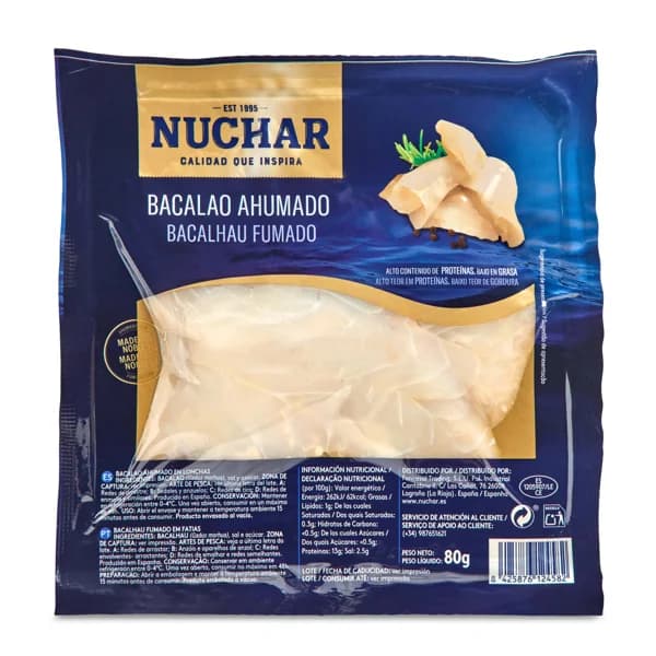 Bacalao ahumado Nuchar bandeja 80 g - 0.08 ud - Imagen del producto en Findit