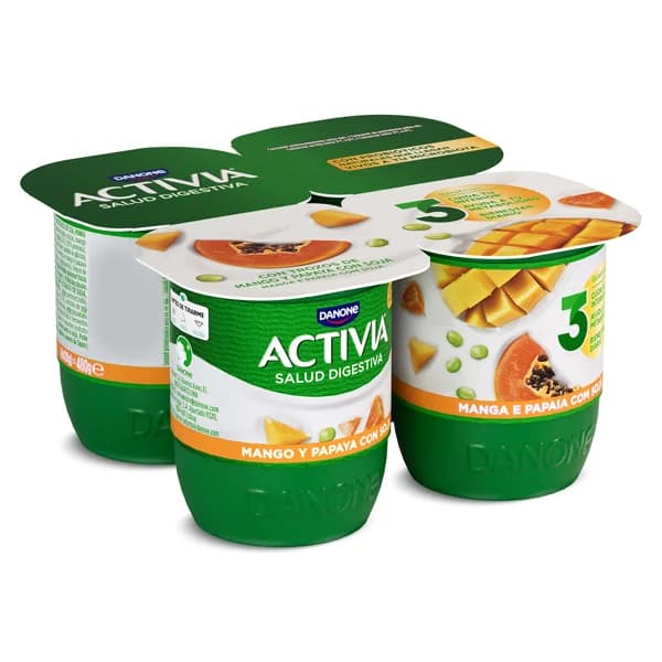 Bífidus sabor mango y papaya con soja Activia pack 4 x 120 g - 1 ud - Imagen del producto en Findit