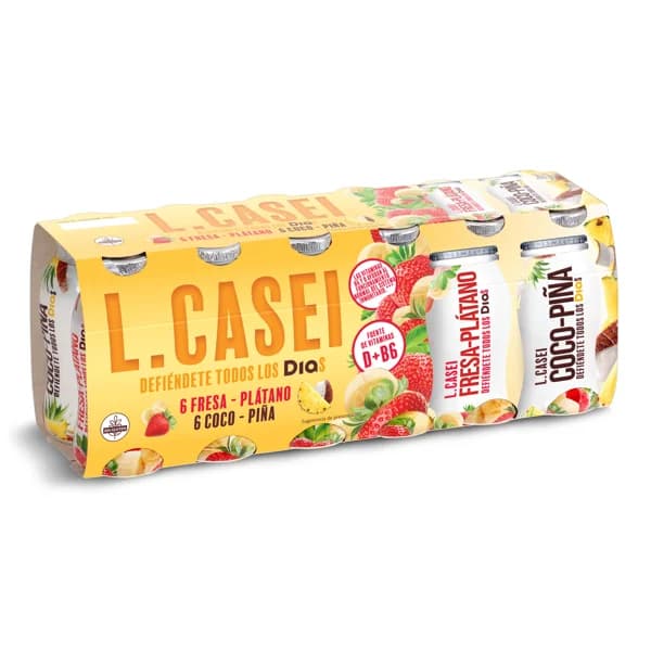 Bebida de fresa y plátano/coco y piña L-Casei Dia pack 12 x 100 g - 1.2 kg - Imagen del producto en Findit