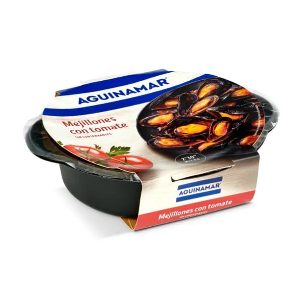 Mejillones en salsa de tomate Aguinamar bandeja 500 g - 0.9 kg - Imagen del producto en Findit