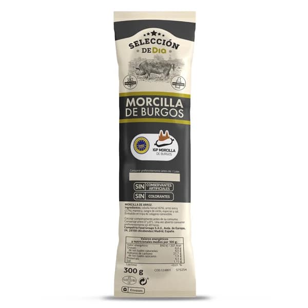 Morcilla de burgos Selección de Dia bolsa 300 g - 0.3 kg - Imagen del producto en Findit