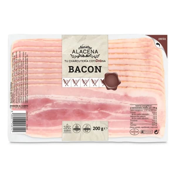 Bacon en lonchas Nuestra Alacena de Dia sobre 200 g - 0.2 kg - Imagen del producto en Findit