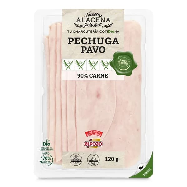 Pechuga de pavo 92% carne Nuestra Alacena de Dia sobre 120 g - 0.12 kg - Imagen del producto en Findit