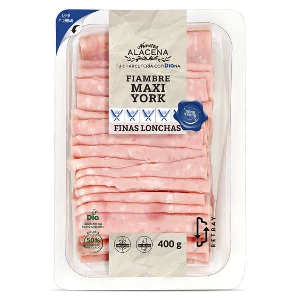 Fiambre maxi york Nuestra Alacena de Dia sobre 400 g - 1 ud - Imagen del producto en Findit