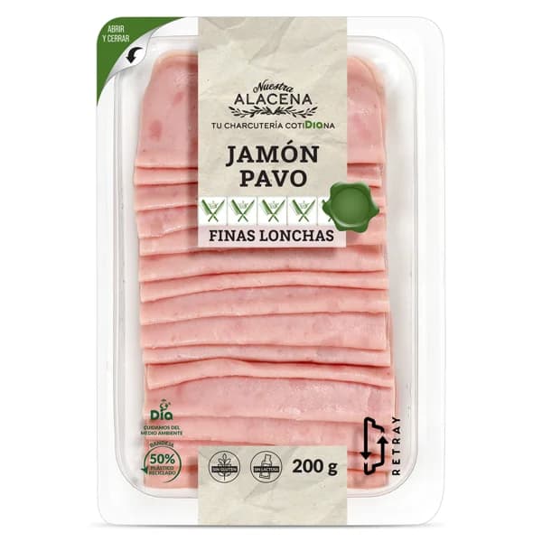 Jamón de pavo Nuestra Alacena de Dia sobre 200 g - 1 ud - Imagen del producto en Findit