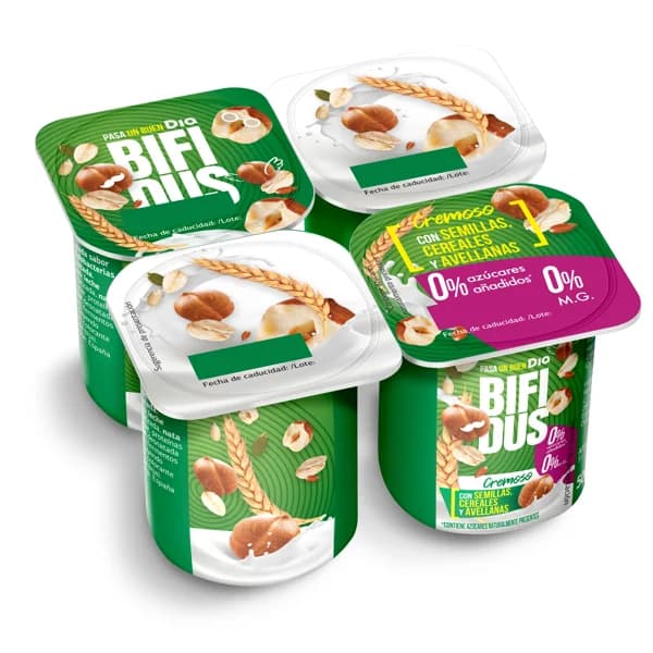 Cremoso desnatado con semillas, cereales y avellanas Bífidus Dia pack 4 x 125 g - 0.5 kg - Imagen del producto en Findit