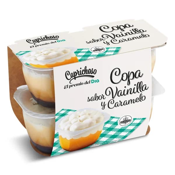 Copa de vainilla con caramelo y nata Caprichoso Dia pack 4 x 115 g - 0.46 kg - Imagen del producto en Findit