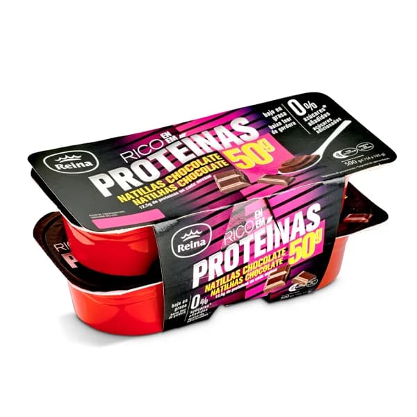 Natillas sabor chocolate rico en proteínas Reina pack 4 x 125 g - 0.5 kg - Imagen del producto en Findit