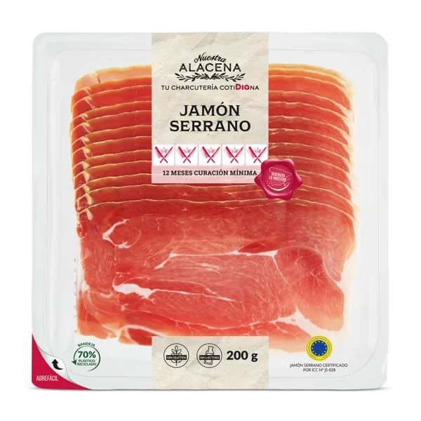 Jamón Serrano Nuestra Alacena de Dia bandeja 200 g - 0.2 kg - Imagen del producto en Findit