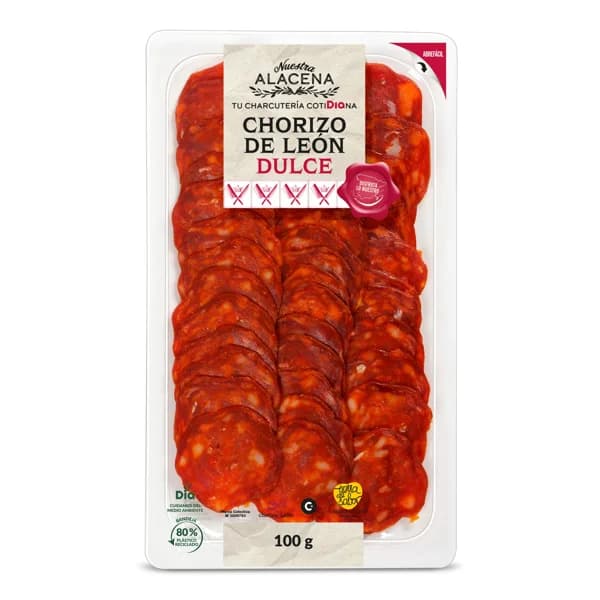 Chorizo de león dulce Nuestra Alacena de Dia bandeja 100 g - 0.1 kg - Imagen del producto en Findit