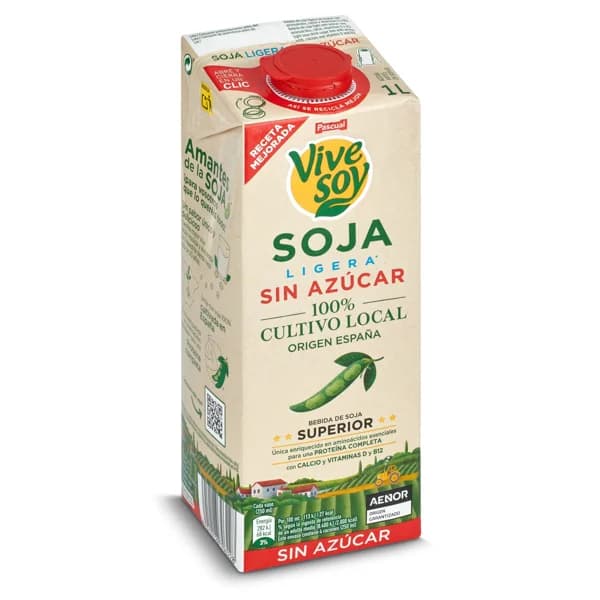Bebida de soja ligera sin azúcar Pascual Vivesoy brik 1 l - 1 l - Imagen del producto en Findit