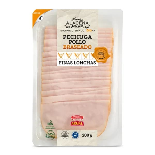 Pechuga de pollo braseado Nuestra Alacena de Dia sobre 200 g - 0.2 kg - Imagen del producto en Findit