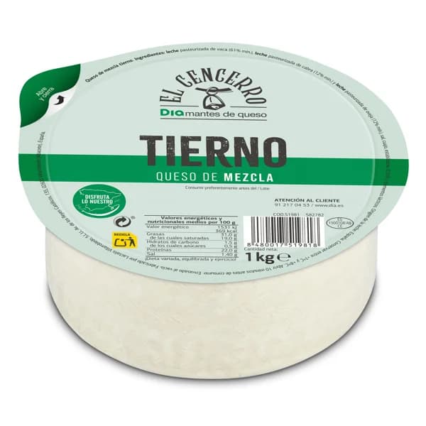 Queso tierno El Cencerro de Dia 1 Kg - 1 ud - Imagen del producto en Findit