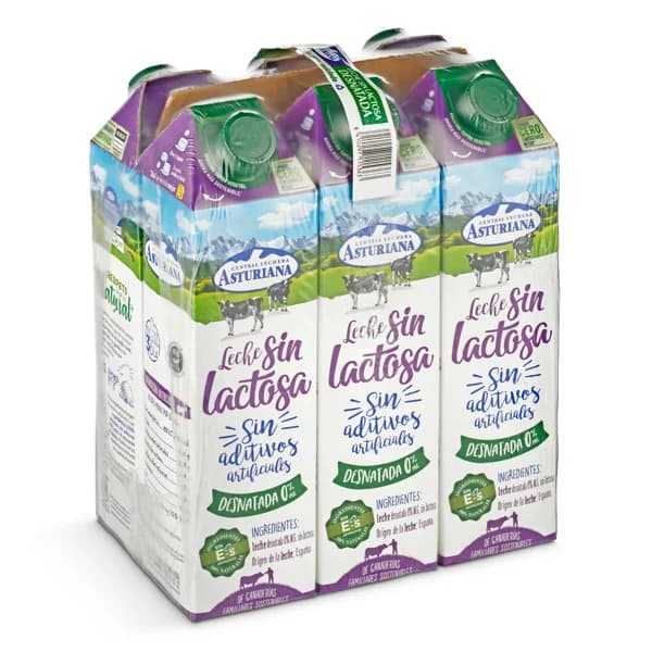 Leche desnatada sin lactosa Central Lechera Asturiana brik 6 x 1 l - 6 l - Imagen del producto en Findit