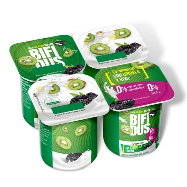 Cremoso desnatado con ciruela y kiwi Bífidus Dia pack 4 x 125 g - 0.5 kg - Imagen del producto en Findit