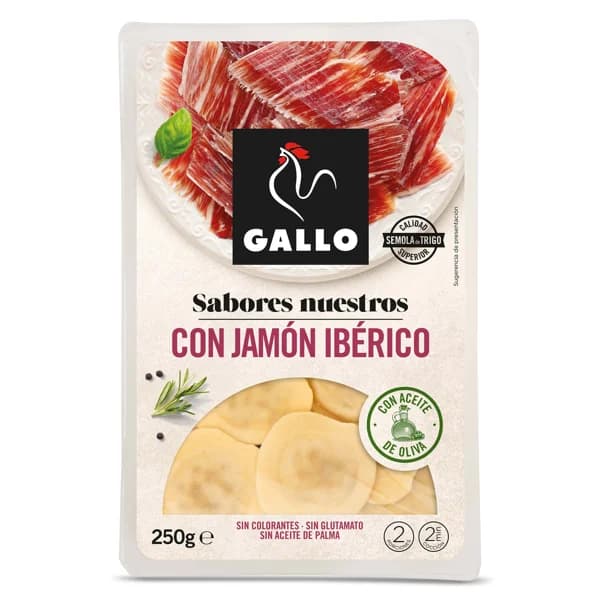 Pasta fresca rellena con jamón ibérico Gallo bandeja 250 g - 0.25 ud - Imagen del producto en Findit