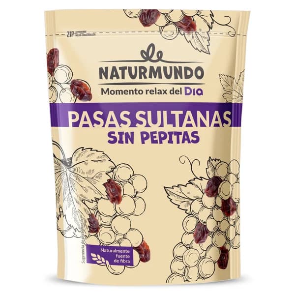 Pasas sultanas sin pepitas Naturmundo de Dia bolsa 200 g - 0.2 kg - Imagen del producto en Findit