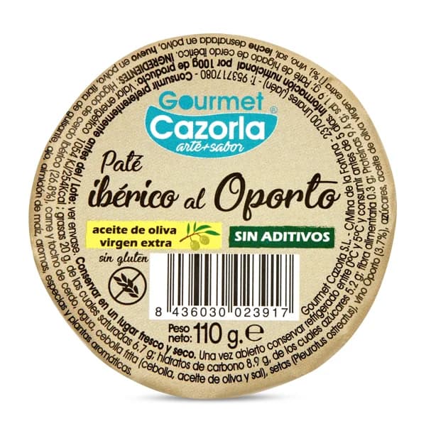 Paté ibérico al oporto Gourmet cazorla frasco 110 g - 0.11 ud - Imagen del producto en Findit