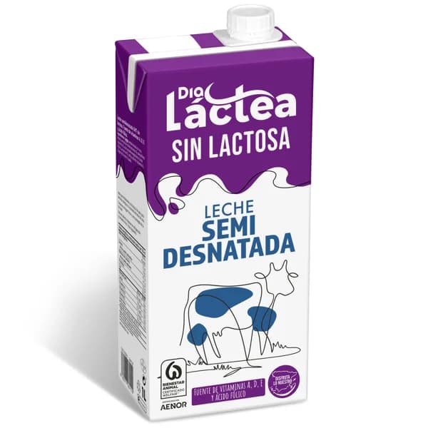 Leche semidesnatada sin lactosa Dia Láctea brik 1 l - 1 l - Imagen del producto en Findit