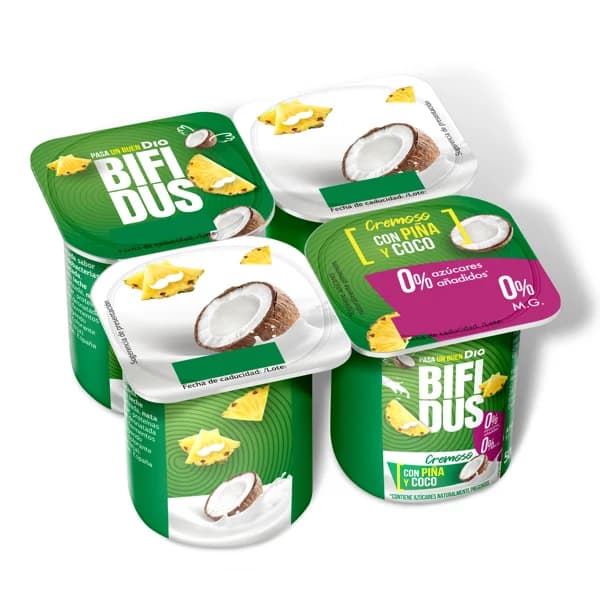 Cremoso desnatado con piña y coco Bífidus Dia pack 4 x 125 g - 0.5 kg - Imagen del producto en Findit