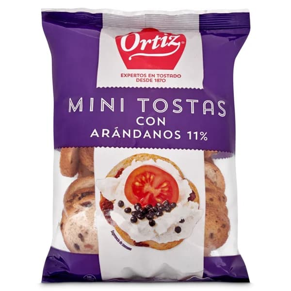 Mini biscotes con arándanos Ortiz bolsa 90 g - 1 ud - Imagen del producto en Findit
