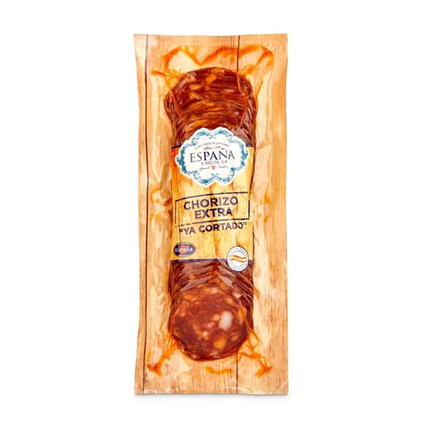 Chorizo extra ya cortado España e hijos sobre 200 g - 0.2 kg - Imagen del producto en Findit