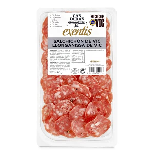 Salchichón de Vic Exentis sobre 80 g - 1 ud - Imagen del producto en Findit